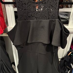 Elegant Black Lace Peplum Jumpsuit